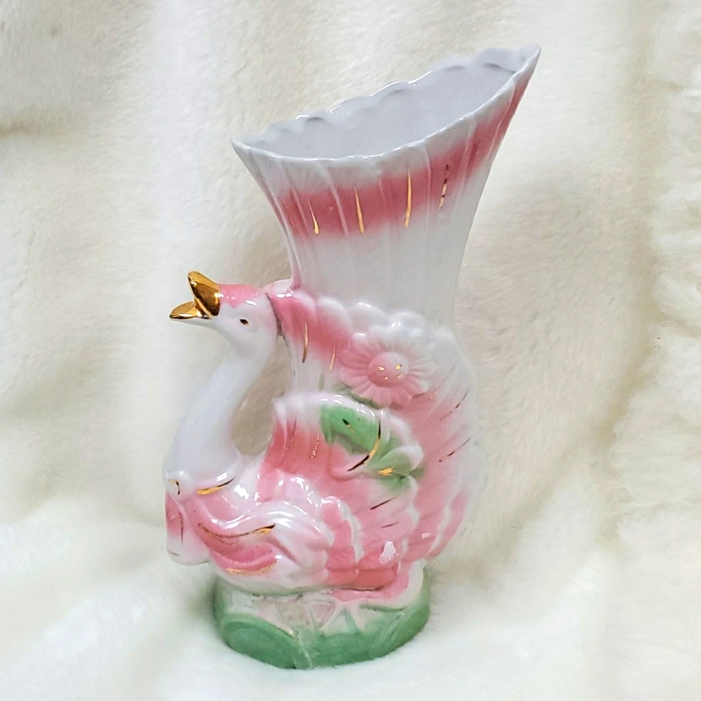 Vintage Majolica vase duck planter ceramic